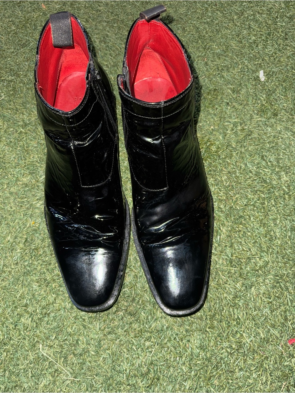 Hugo Boss Black Leather Chukka Boots with Red Interior